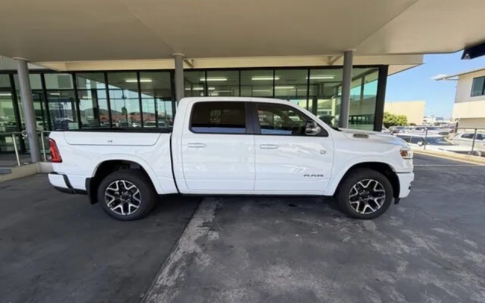 2025 Ram 1500 DT MY25 Laramie Sport Crew Cab SWB Hurricane SO RamBox Bright White 8 Speed Automatic